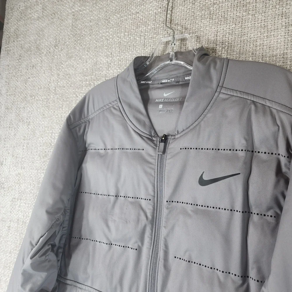Nike Golf Aeroloft Jacket Mens L Gray Lightweight Quilted Full Zip 932235-036